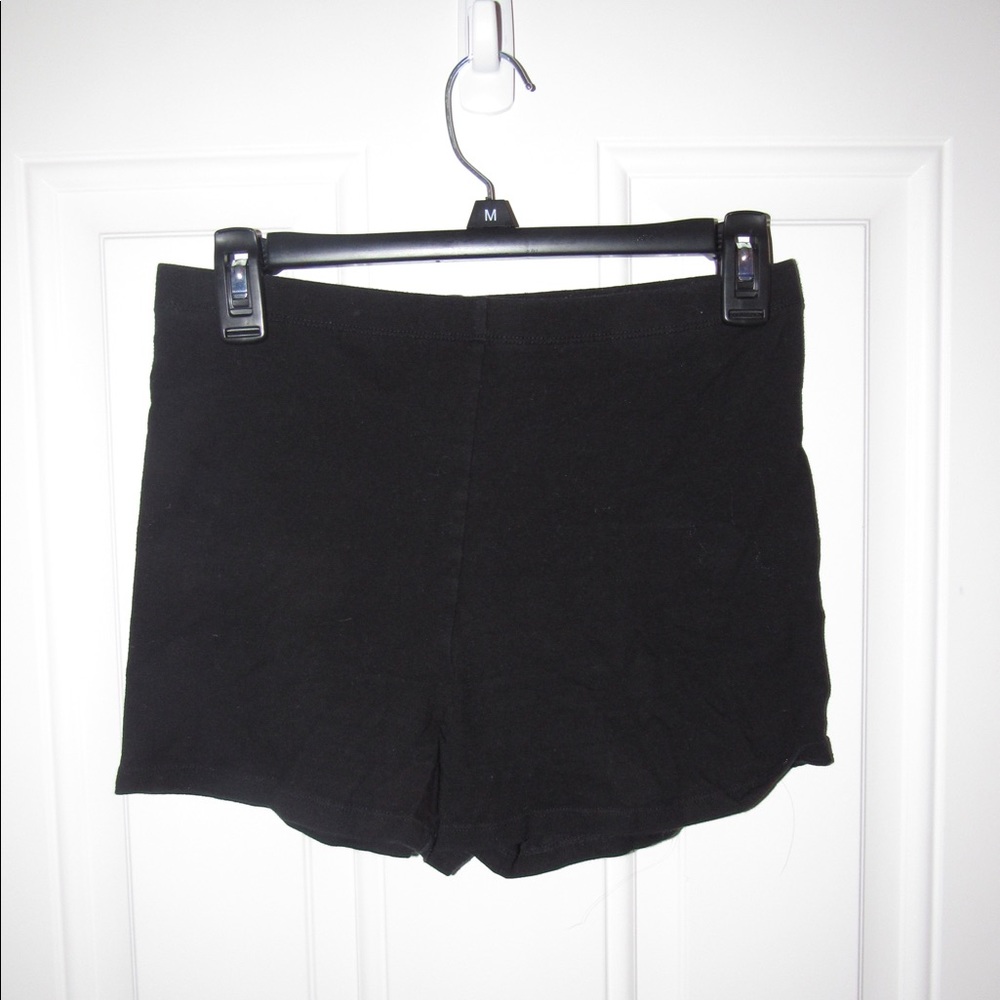 Black leggings styled shorts